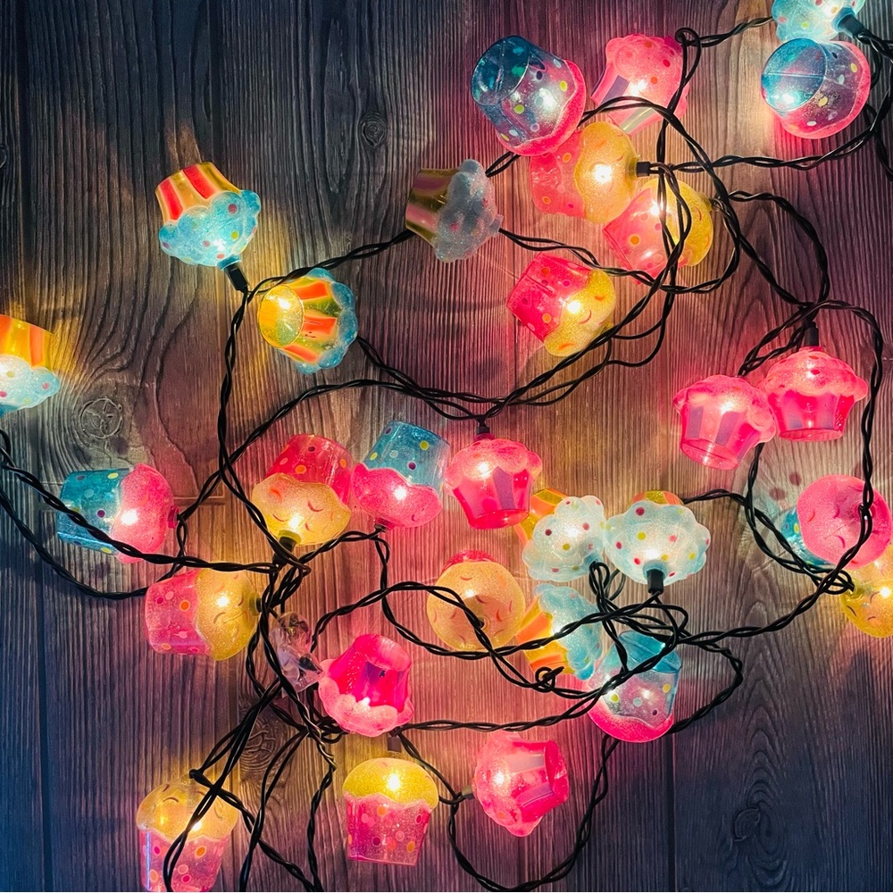 30 plastic cup cake string lights colorful cupcake strand light party decoration